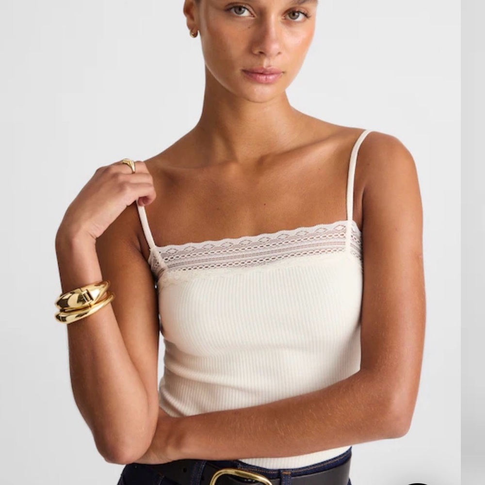 Lace-Trim Square Neck Tank